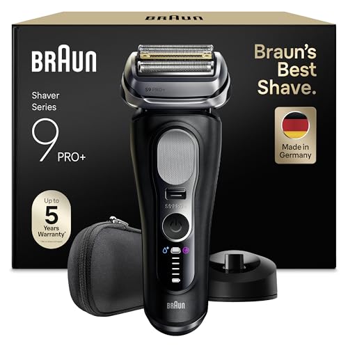 Braun Series 9 PRO+ Elektrorasierer Herren, 5+1 Ultradünne Präzisionsklingen, Pro-SensoAdapt, Rasierapparat mit 60 Min. Akku, Ladeständer, Nass- und Trockenrasierer Made in Germany, 9610si, Schwarz