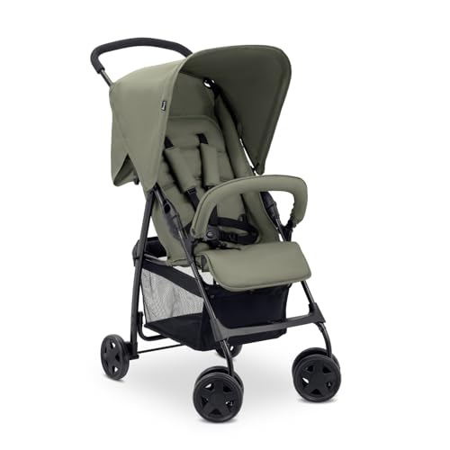 hauck Buggy Sport, Olive - Federleichter Reisebuggy 5,9 kg - mit Liegefunktion für Kinder ab Geburt bis 15 kg - Klein Zusammenklappbar, Großer Einkaufskorb bis 3 kg