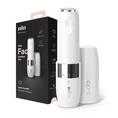 Braun Face Mini-Haarentferner, Elektrischer Gesichtshaarentferner für Damen, Kleiner Rasierer für Schnelle und Sanfte Rasur, Oberlippe, Kinn und Wangen, für Unterwegs mit Smartlight, FS1000, Weiß