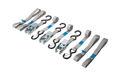 LoadCare – Motorrad Spanngurt Set – 8-teilig – 4X Ratschenzurrgurt & 4X Adapterschlaufe