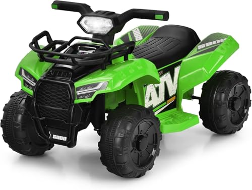 FANTASK Elektro Kinderquad Grün 2 km/h, 6V Mini Elektroquad mit Musik, Hupe und LED Scheinwerfer, Kinder Quad mit Stauraum, für Kleinkinder ab 18 Monaten