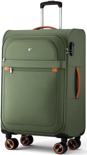 ABISTAB Weichschalenkoffer mittelgroß 66x44x28cm - Stoff Koffer Trolley - Leicht Reisekoffer mit 4 Rollen & Zahlenschloss, Handgepäck Koffer, 77 Liter