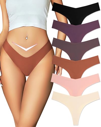 ALL OF ME 6er Pack Seamless String Tanga Damen Unterhosen Sexy Unterwäsche Dessous Frauen Nahtlos Slips No Show Underwear Thongs Women Panties Mehrpack XS-XL,A-6,M