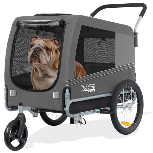 Tiggo VS Pets Large 2 in 1 Hundefahrradanhänger & Jogger bis 35 kg Hundeanhänger Fahrradanhänger für Hunde mittelgroße und große Hunde 80205 (Grau)