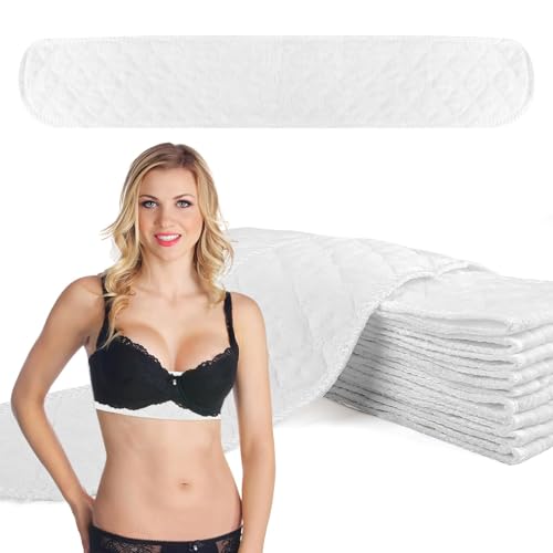 Hopton BH Einlagen Schwitzen, 10 Stück BH Einlagen, Baumwolle Unterbrust Schwitzschutz, 3-Lagige Waschbare BH Polster Einlagen, Rechteckige Brust Pads für Frauen(46 x 8 cm)