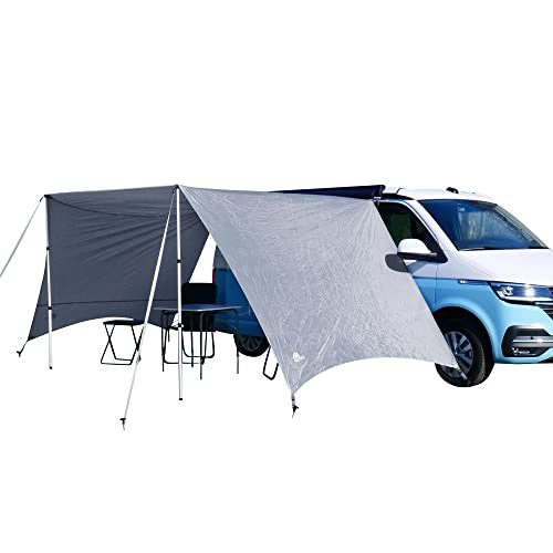 yourGEAR Tropea Motorhome Tarp mit Seitenwänden, wasserdichtes Bulli Sonnensegel mit UV 50+ Schutz und 5000mm Wassersäule, Sonnendach für Campingbus, Van und Auto inkl. Aufstellstangen