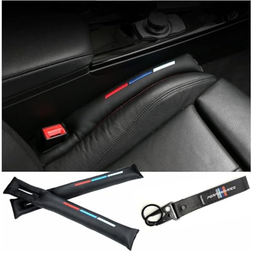 Kunstleder Autositz-Lückenfüller, Abstandshalter, Universal Sitzlückenfüller Stopfen für PKW, SUV, LKW (2 Pcs Lückenfüller für Autositze und 1Pcs Autoschlüsselkette)
