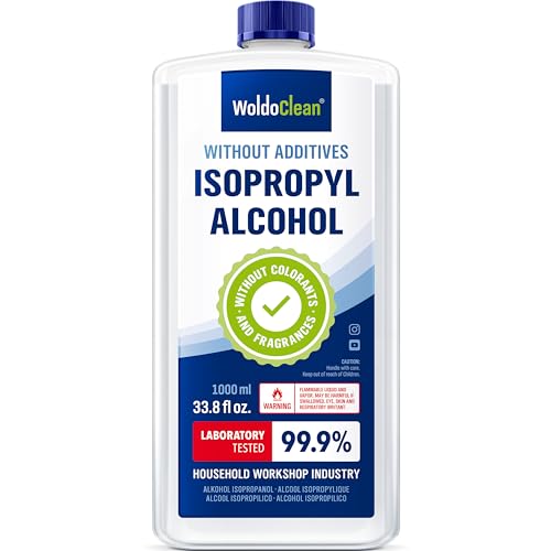 WoldoClean Isopropanol 99,9 % Reinigungsalkohol 1L - IPA hochrein, farblos & geruchsneutral, rückstandslos & streifenfrei für Elektronik, 3D-Drucker, Glas, Metall & Haushalt