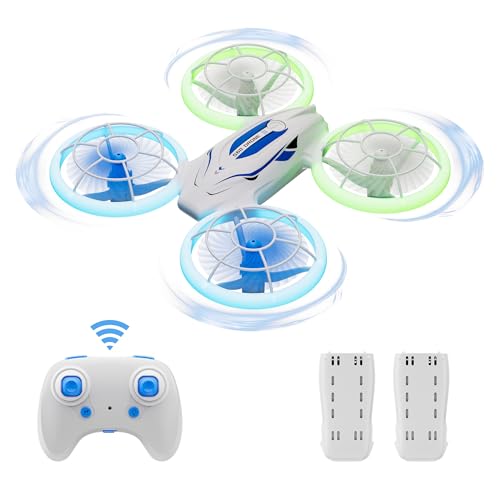 Ridge's Puddle S60 Drohne für Kinder - Mini Drone mit LED Lichter RC Quadcopter Spielzeug ab 6 7 8 9 10 Jahre Geschenke für Jungen Mädchen Anfänger 2 Akkus
