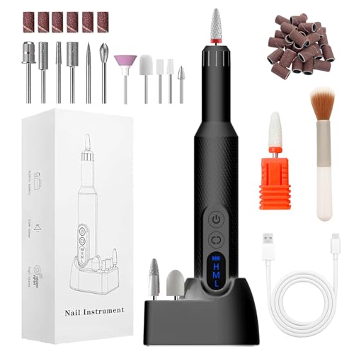 CNMTCCO Kabelloser Nagelfräser – Elektrische Nagelfeile, 12 in 1 Fräser-Set für Gel- & Acrylnägel, Leistungsstark für den Heimgebrauch, Geräuscharm mit Drehzahlregelung, für Maniküre & Pediküre