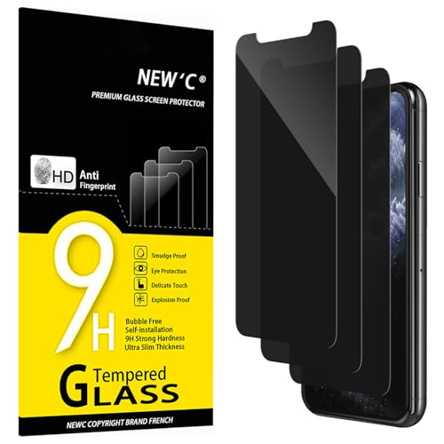 NEW'C 3 Stück, Sichtschutz für iPhone 11 Pro, iPhone X, iPhone XS für Panzerglas (5,8 Zoll) für Panzerglas, Verbesserter 28-Grad-schutzwinkel, Ultra-Haltbare 9H Härte, Blasenfrei