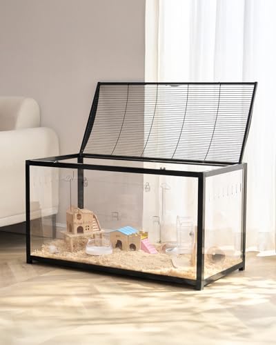 VEVOR Hamsterkäfig, 360°-Sicht, transparenter Hamsterlebensraum, Kleintierkäfig, 96x47x55 cm, belüfteter Mäusekäfig mit Vordertür, Rattenkäfig, tragbares Hamsterhaus für Ratten, Meerschweinchen