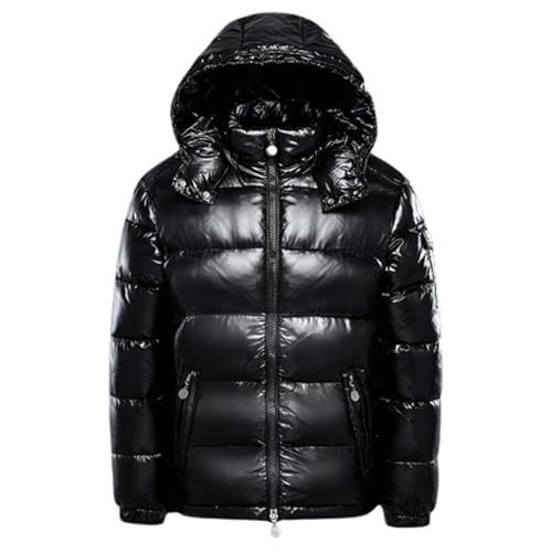 JUSHZ Daunenjacken für Herren, lässige Oberbekleidung, Streetwear, Kapuzenjacke, Cardigan mit Kapuze, Winter, glänzend, Damen, Paar, Outfit, verdickt, Schwarz , M