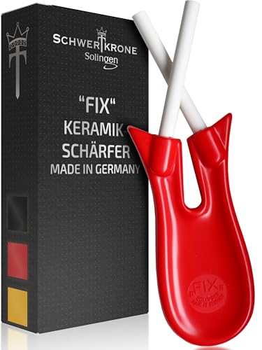 FIX Keramik-Schärfer made in Solingen Germany/Messer- und Scheren-Schärfer aus Oxydkeramik/Müheloses Schleifen von Küchenmesser, Scheren und Sensen / 16 cm