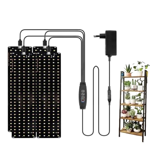 Pflanzenlampe LED Vollspektrum, 4 Stück Grow Light mit 540 LEDs und Zeitschaltuhr 3 Modi 10 Helligkeiten Pflanzenlicht Grow Lampe für Zimmerpflanzen und Setzlinge Pflanzenlampen Indoor