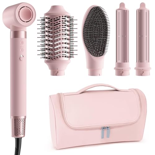 MESCOMB 5 in 1 Airstyler, Professioneller Hairstyler Set mit Ionen Föhn, Lockenstab Auto-Wrap,Glätteisen, Volumenbürste, Zum Schnelltrocknend, Styling, Volumisieren, Locken und Glätten,Mit Reisetasche