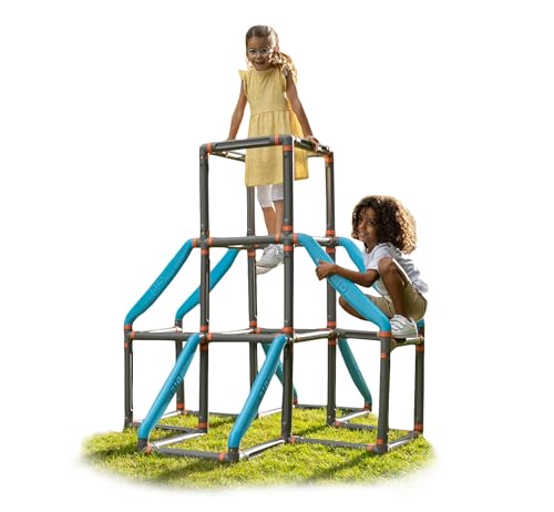 BIG Kraxxl The Tower Kletterturm - Klettergerüst Outdoor für Kinder von 3-7 Jahre (max. 100 kg) - Spielturm zum Klettern auf 3 Etagen mit innovativem klick-System, 140 x 140 x 140 cm