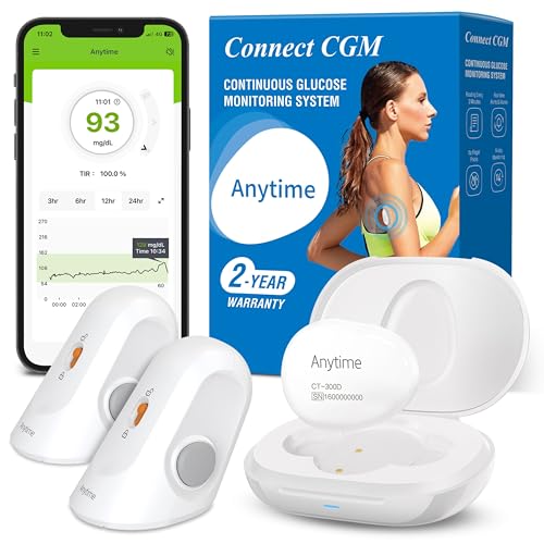 Connect Glukose-Monitoring – Transmitter & 2X Sensor | 28 Tage Blutzuckermessgerät ohne Stechen Sensor | Intelligente Warnungen, Komfortabel, Datenteilung