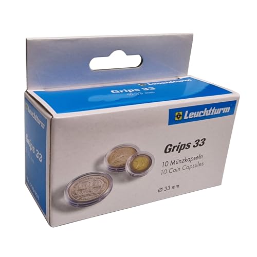 Münzkapseln für 1 oz Krügerrand Gold Südafrika - Grips 33 von Leuchtturm 10er Pack