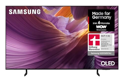 Samsung OLED 4K S85F 55 Zoll (138 cm) UHD Fernseher, NQ4 AI Gen2 Prozessor,4K Upscaling, OLED HDR, Farben Pantone validiert, Dolby Atmos, Gaming-Hub, Knox Security, Samsung Vision AI Smart TV
