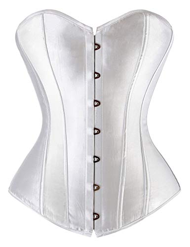 Everbellus Damen Sexy Vintage Taillentrainer Cincher Overbuste Korsett Bustier Weiß X-Large