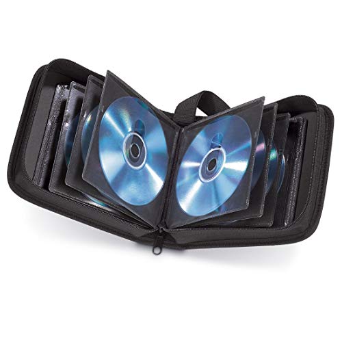 Hama CD Tasche für 32 Discs/CD/DVD/Blu-ray (Mappe zur Aufbewahrung, platzsparend für Auto und Zuhause, Transport-Hüllen) Schwarz