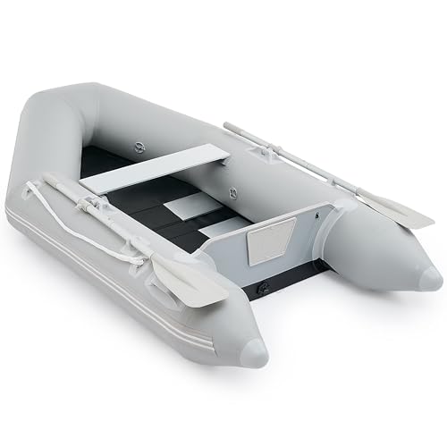 CO-Z Schlauchboot 2 Personen Aufblasbares Boot 2,3M 230x130x33cm Sportboot mit 2 Paddel und Luftpumpe Grau Paddelboot Ruderboot Schlauchboot Angeln mit Sitzbank Aluboden