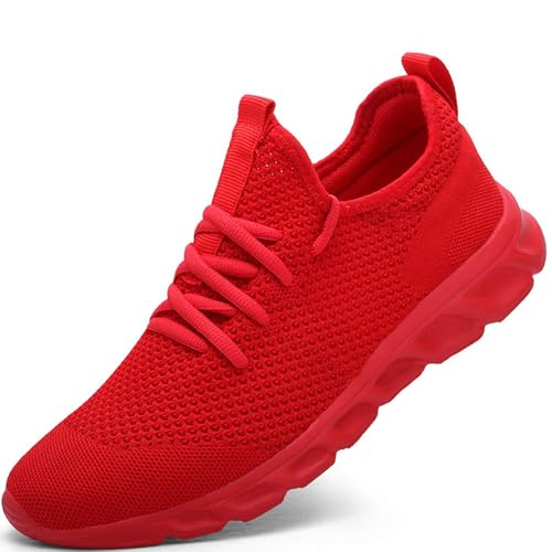 Damyuan Herren Laufschuhe Turnschuhe Sportschuhe Running Sneaker Freizeit Straßenlaufschuhe Fashion Leichtgewichts Atmungsaktiv Walkingschuhe Outdoor Fitness Jogging Sportsschuhe Rot 44 EU