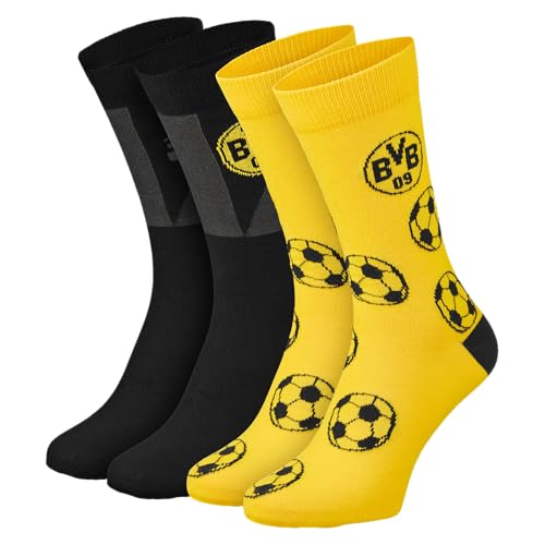 Borussia Dortmund Unisex Bvb Sprüchesocken 2er Pack Socken, Schwarz, 39-42 EU