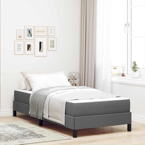 vidaXL Boxspringbett mit Matratze Dunkelgrau 100 x 200 cm Stoff