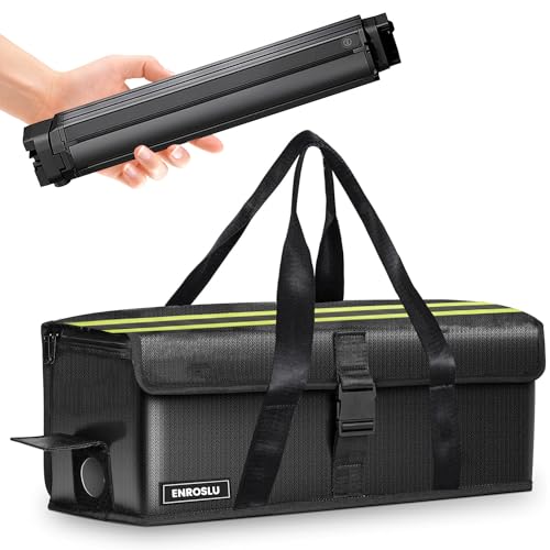 ENROSLU Ebike Akkutasche, 8 Schichten Brandschutz, Feuerfeste Akkutasche bis 2300 °C, Wasserdicht, Explosionsgeschützt, Lipo-sichere Tasche für Lagerung, Transport, Laden