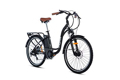 Moma Bikes Elektrische Citybike, ,Aluminium, SHIMANO 7 Gänge, hydraulische Scheibenbremse, Akku: 36V Lithium-Ion Ion Lithium 36V 16Ah