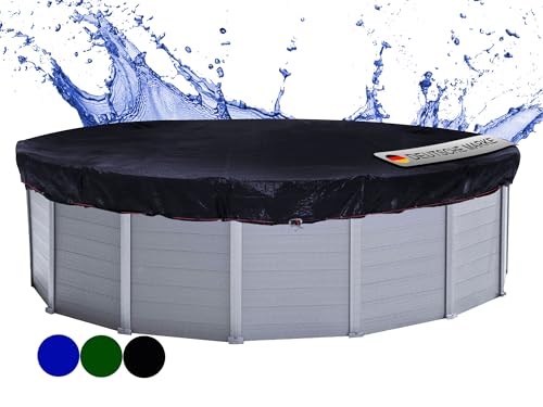 QUICK STAR Poolabdeckung Rund für 460-500 cm Pools | Planenmaß Ø 560 cm | Schwarz | Sommer & Winter Poolplane | Solar Abdeckplane 200g/m² PE Zweifach Beschichtete Abdeckung | Solarplane UV-Resistent
