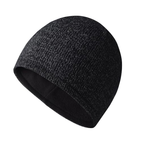 DONGKER Reflektierende Mütze Damen/Herren, Warnschutz Beanie für Mann, Frau, Warme Strickmütze Wintermütze Reflex-Mütze Reflektor, Warm und Sicher Unterwegs!