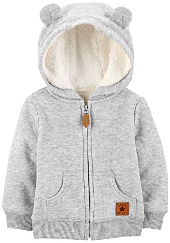 Simple Joys by Carter's Unisex Baby Pulloverjacke mit Kapuze und Sherpa-Futter, Grau, 6-9 Monate