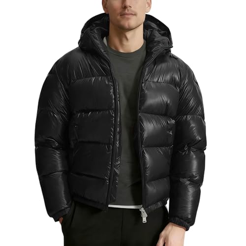 Mobanna winterjacke damen y2k - Puffer Jacke Herren Damen Glänzend Winterjacke Glänzende Daunenjacke Daunenjacken Für Winter Men's Down Jacket Reißverschluss Metall Windjacke Parka