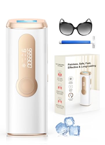 Haarlosy IPL Geräte Haarentfernung Laser mit Gefrierfunktion - Schmerzfreie Haarentfernungsgerät mit 3 Funktionen HR/SC/RA, 9 Stufen 999.900 Blitzen für Frauen, Männer, Achseln, Beine, Bikini, Körper