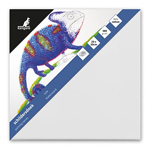 Kangaro leinwand - canvas 20x20cm 380gr/m2 100% Baumwolle mit Kiefernholzrahmen und Keilen, Weiss