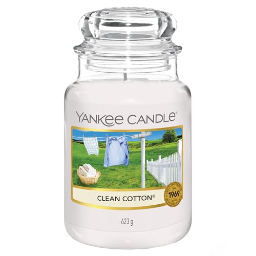 Yankee Candle Duftkerze im Glas (groß) | Clean Cotton | Kerze mit langer Brenndauer bis zu 150 Stunden | Perfekt zum Muttertag | Geschenke für Frauen