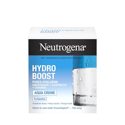Neutrogena Hydro Boost Aqua Creme, parfümfreie Gesichtscreme mit Hyaluronsäure, Aminosäuren, Elektrolyten und Ceramiden, intensive Gesichtspflege für glatte und geschmeidige Haut 50 ml
