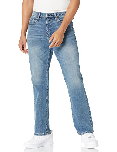 Amazon Essentials Herren Bootcut-Jeans mit gerader Passform - Auslauffarben, Helle Waschung, 33W / 32L