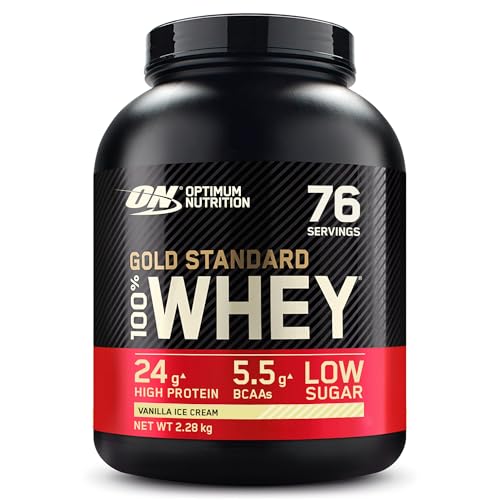 Optimum Nutrition Gold Standard 100% Whey, Proteinpulver, Geschmack Vanilla Ice Cream, 2.28kg, 76 Portionen