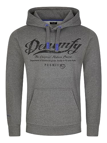 DENIMFY Hoodie Herren Regular Fit DFArno Kapuzenpullover Pullover Print Grau M, Größe:M, Farbe:Grey Melange Standard 2