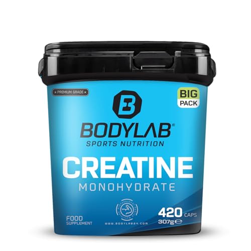 Bodylab24 BIG PACK Creatine Monohydrate 420 Kapseln, mit 3000mg Kreatinmonohydrat je Tagesdosis, reines Pulver, hochdosiertes Kreatin für mehr Energie und Kraft