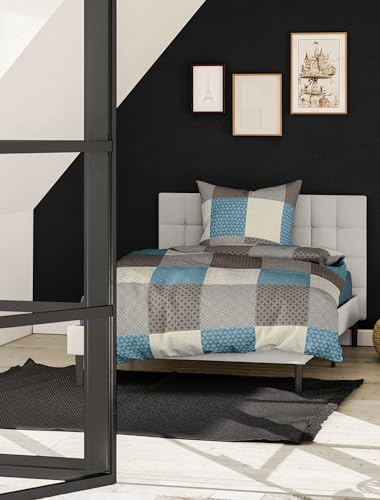 Bierbaum Bettwäsche 6277, Fein-Biber, 100% Baumwolle, Designed in Germany, mokka 04, 135x200 + 80x80 cm