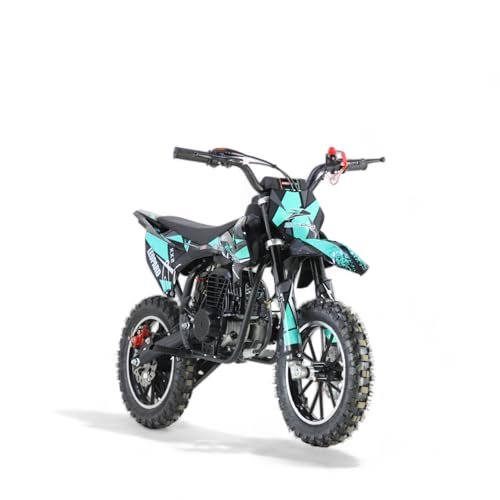KXD 705 49ccm 4 Takt Leopard Dirtbike Dirt Bike CrossBike Enduro DirtBike pocket 49cc Pitbike PocketBike Motocross Motorrad Motorbike Motorsport Pocket Vollcross Crossbike (Türkis)