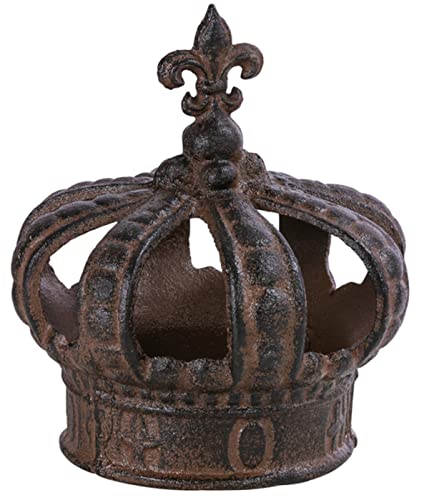 Dehner Dekofigur Krone, nostalgisch, ca. 15 x 15 x 17 cm, Gusseisen, edelrostfarben