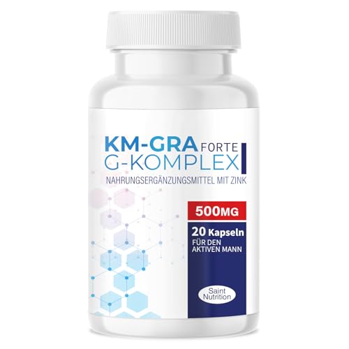 KM-GRA® Forte - Hochdosiert für den abenteuerlustigen Mann – Extra Stark für Männer, Sofortwirkung - Ergänzung bei herausfordernden Situationen – mit Maca & Zink – ohne künstliche Zusätze, 20 Kapseln
