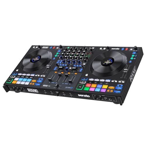 Rane FOUR Fortgeschrittener 4-Kanal Stem DJ-Controller, 8.5 Zoll Jogwheels mit Displays, DJ-Mixer mit FX, Enthält Serato DJ Pro und Pitch ‘n Time DJ