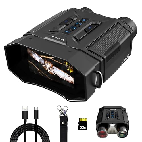 Frelisty Nachtsichtgerät mit 8X Digitalzoom, 7 IR-Stufen, 4000 mAh, Karte 32 GB, Fernglas mit Nachtsicht mit 3